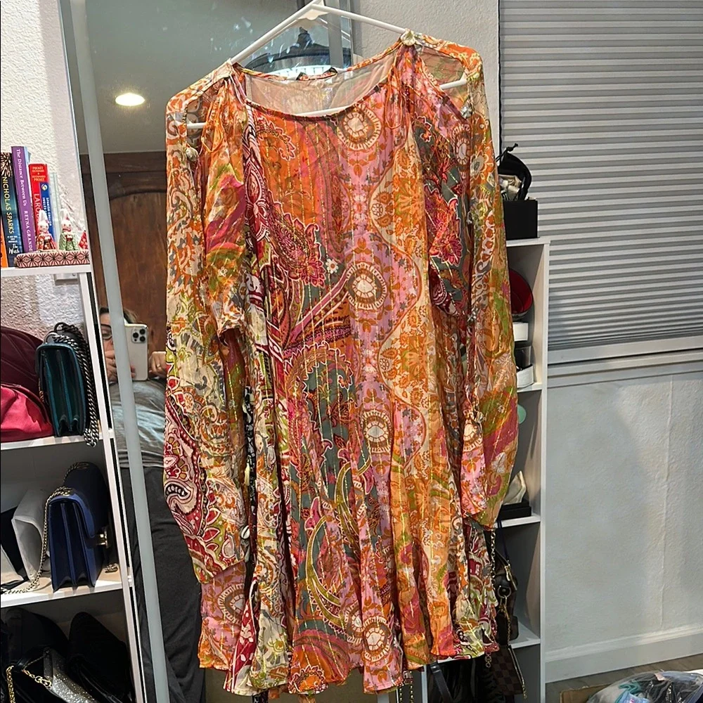 Paisley Multicolor Long Sleeve Dress - Picture 1 of 10